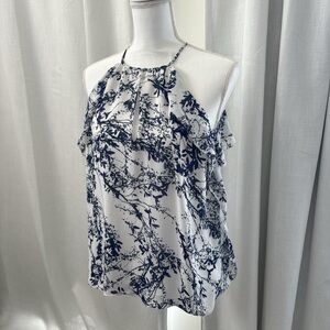 Parker Navy and White Printed Blouse
